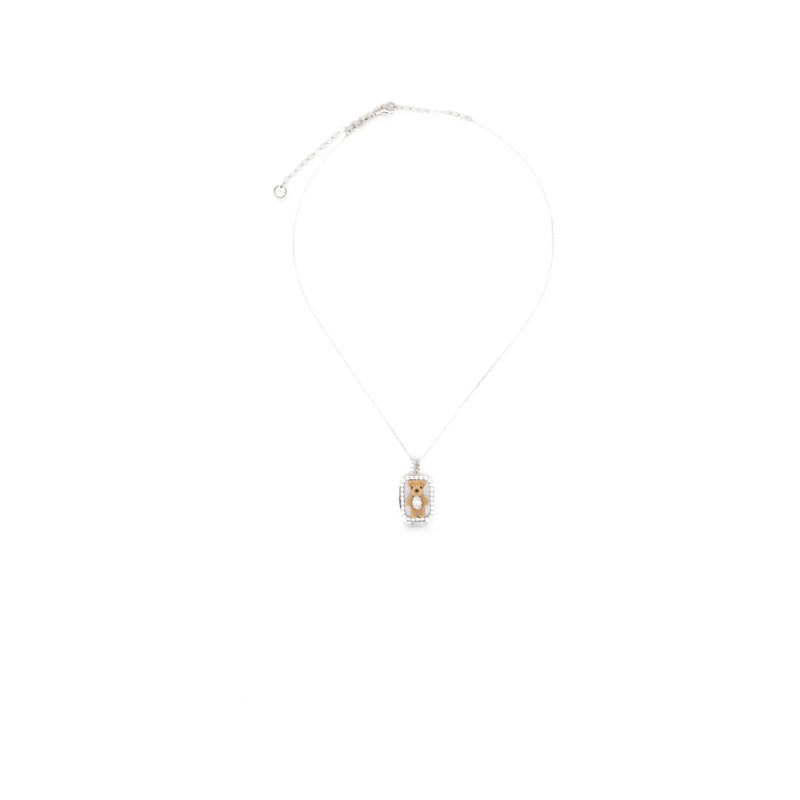 Yvmin Inlaid Mini Bear Pendant Necklace
