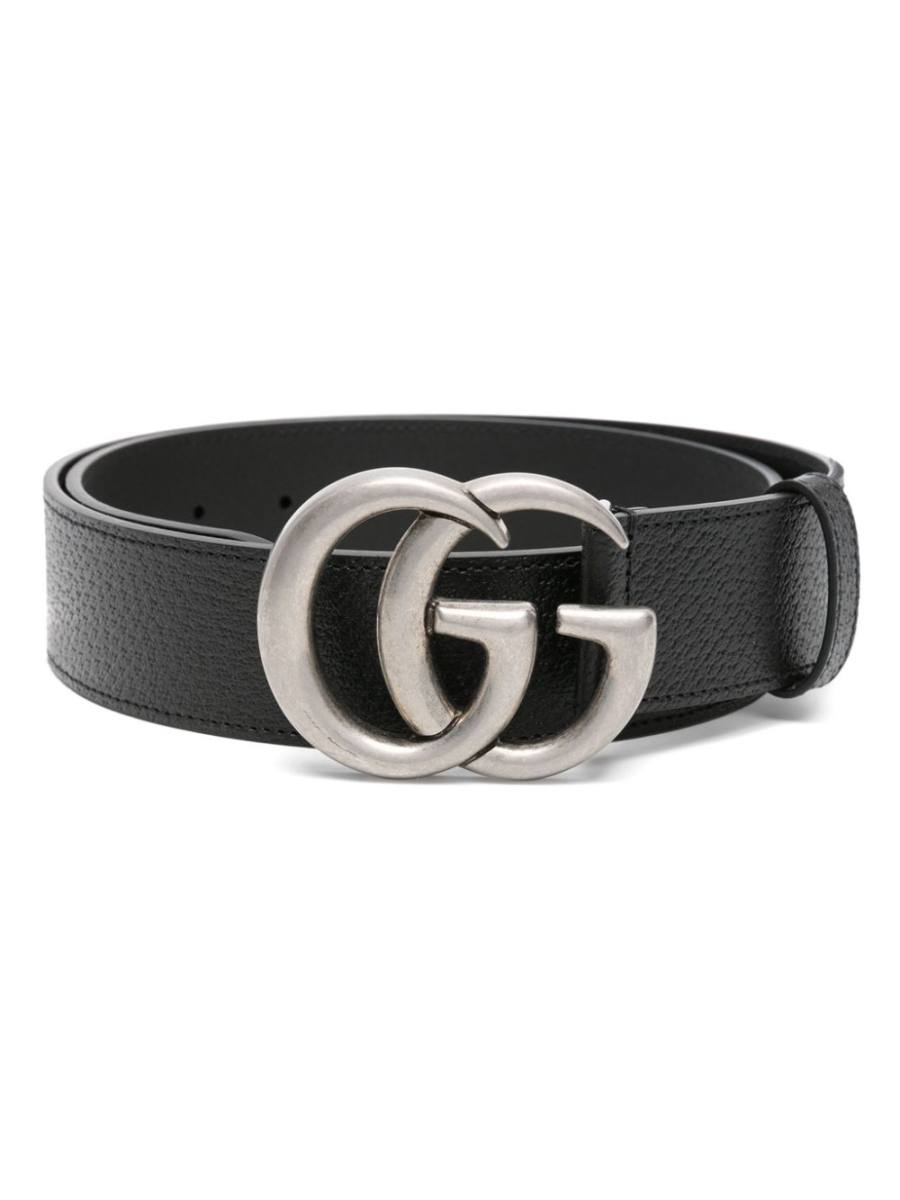Double G-buckle leather belt