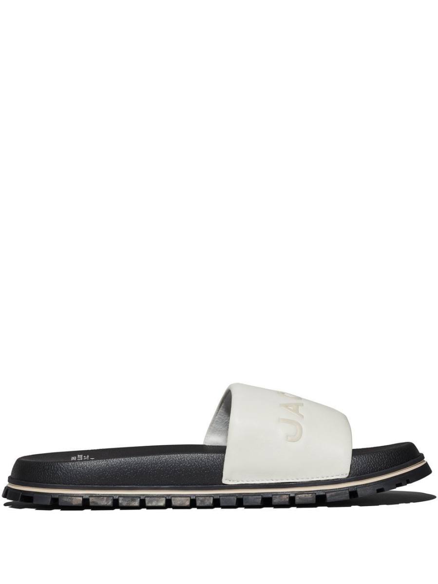 The Leather Slide logo-embossed slides
