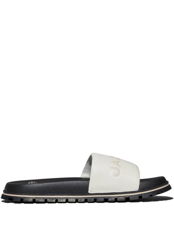 The Leather Slide logo-embossed slides