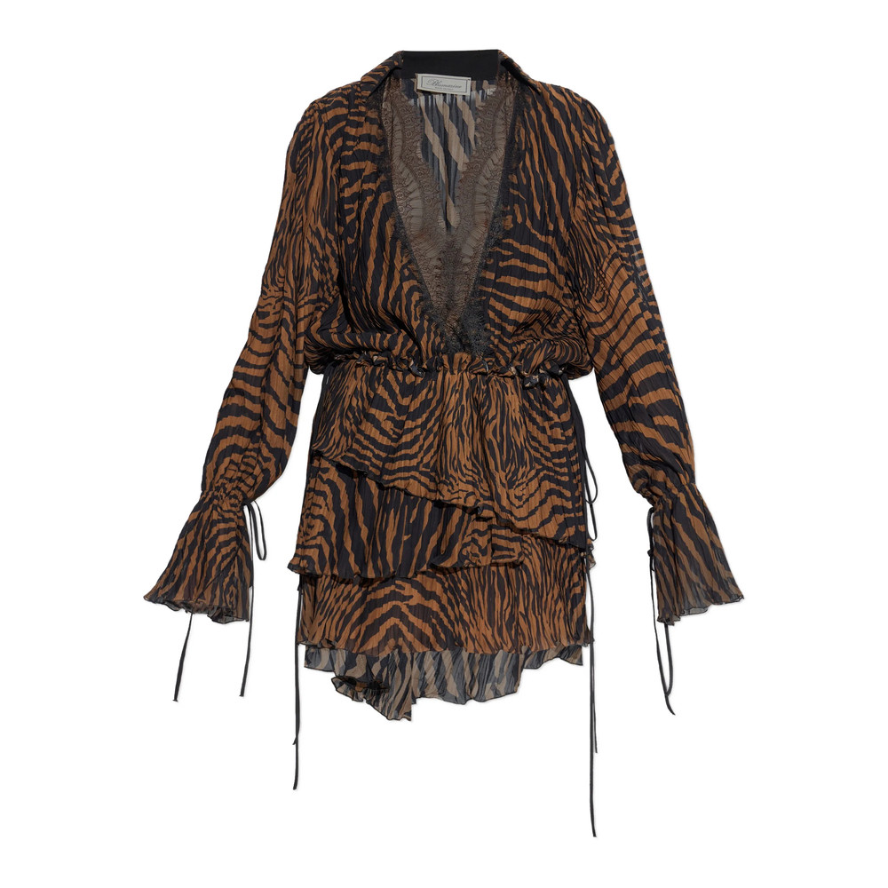 Blumarine Lace-trim Zebra-print Dress