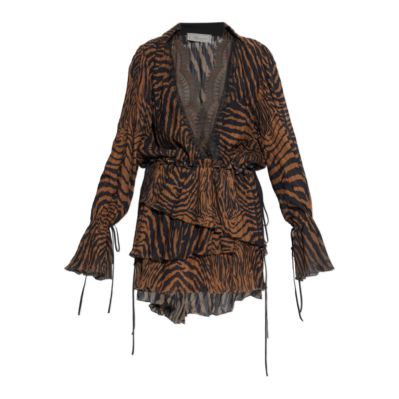 Blumarine Lace-trim Zebra-print Dress