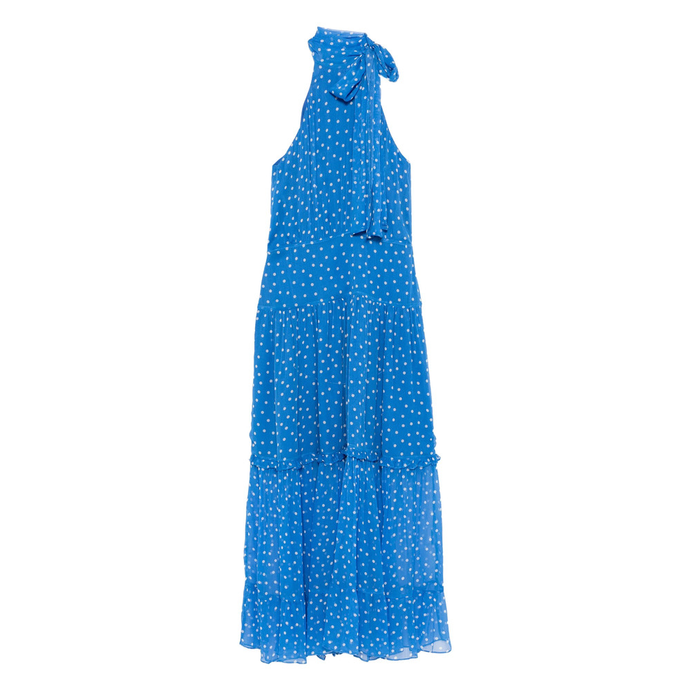 Rixo Abi Polka Dot-pattern Halterneck Maxi Dress