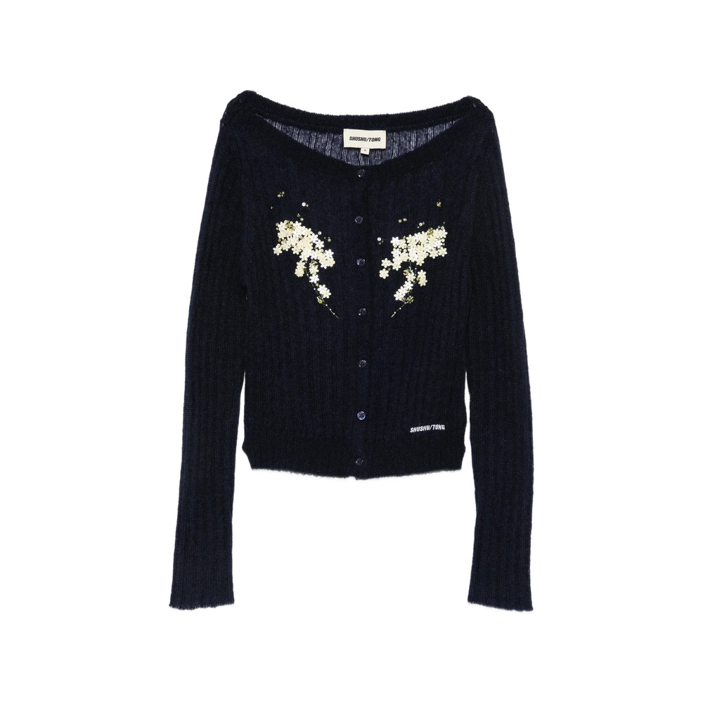 Shushu/tong Beaded Floral-embellished Cardigan
