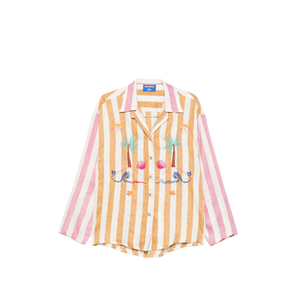 Susanna Blu Embroidered Striped Shirt