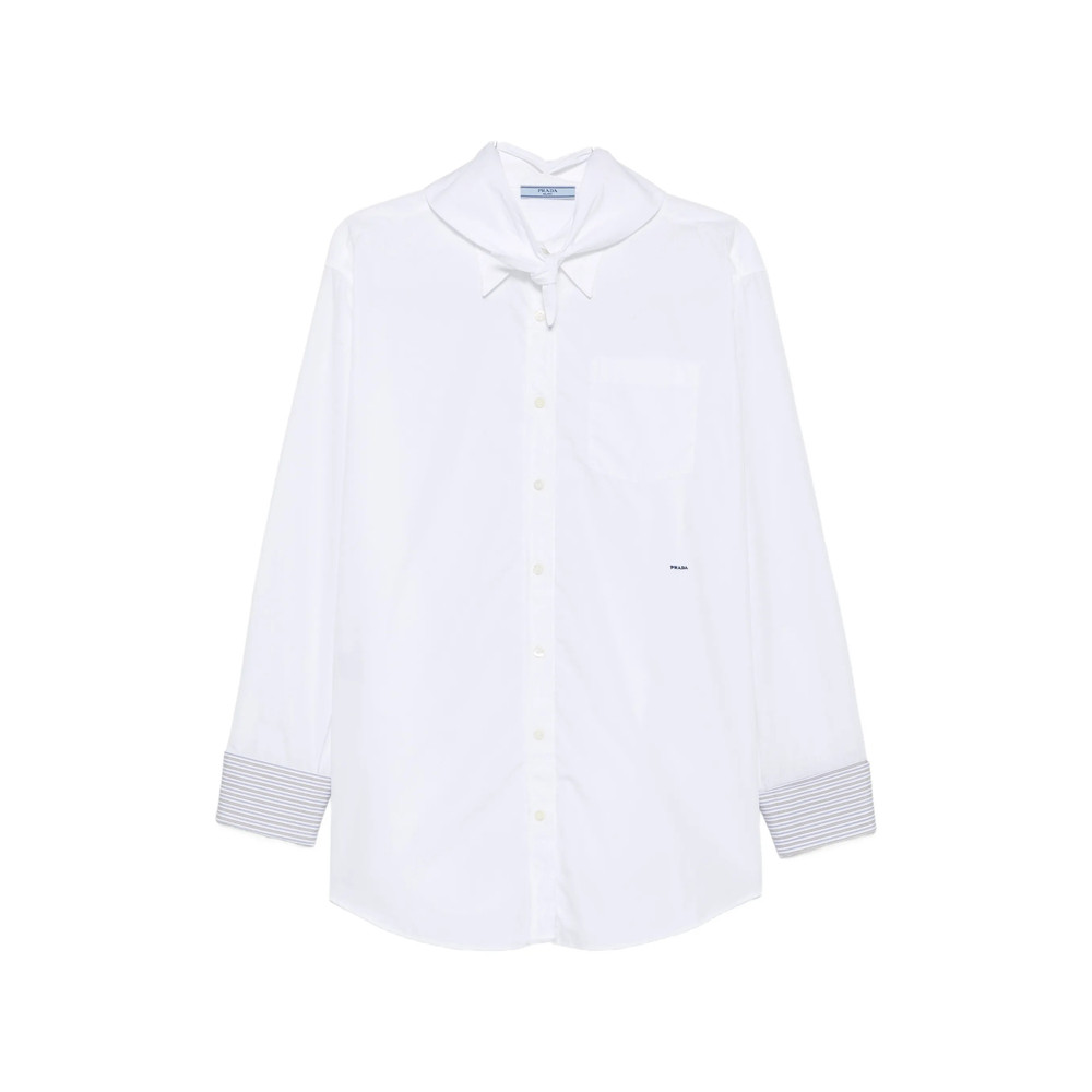 Prada Scarf-detail Long-sleeve Shirt