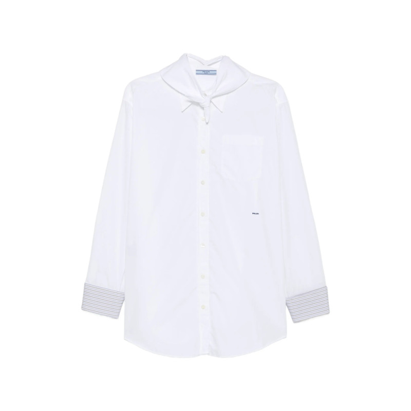 Prada Scarf-detail Long-sleeve Shirt