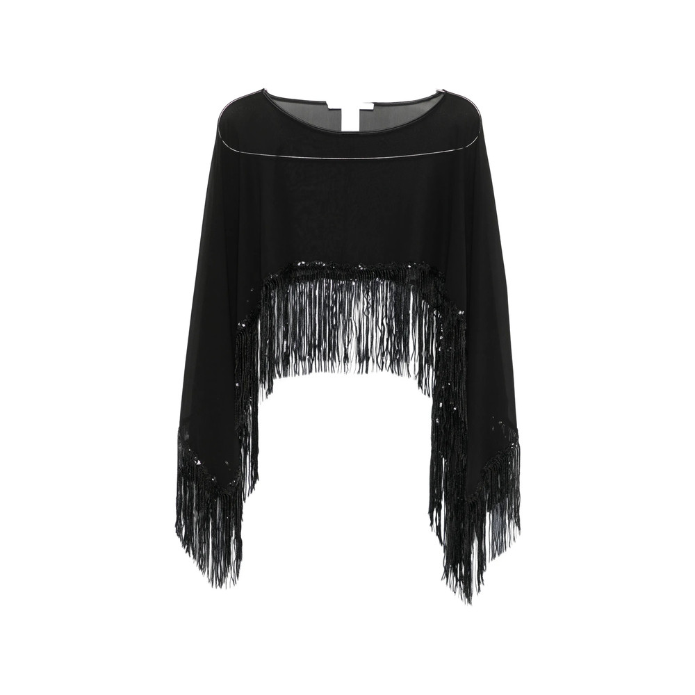 De Santis Sequin-embellished Fringed Cape