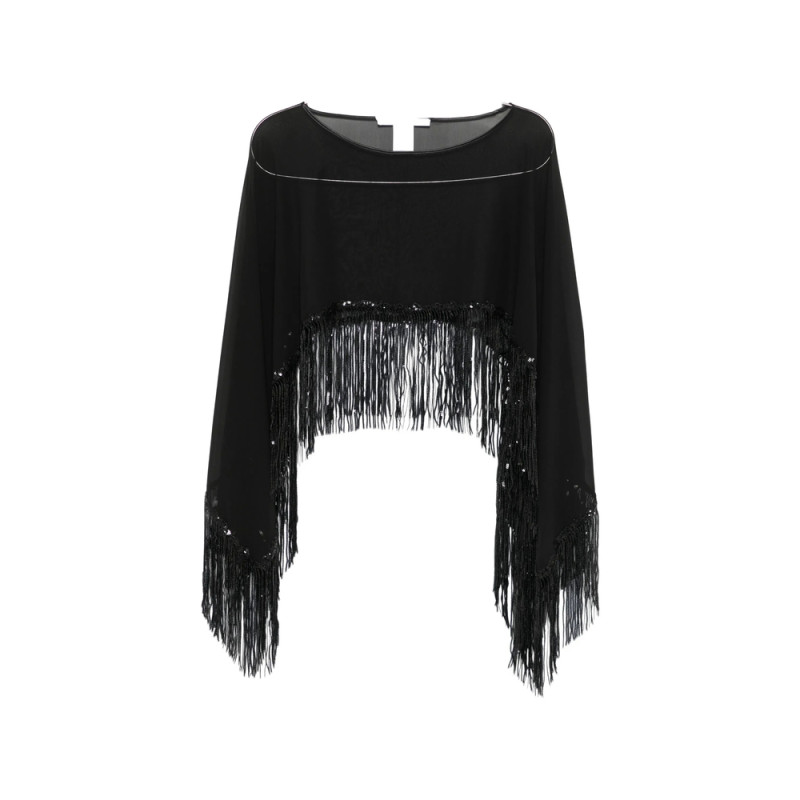 De Santis Sequin-embellished Fringed Cape