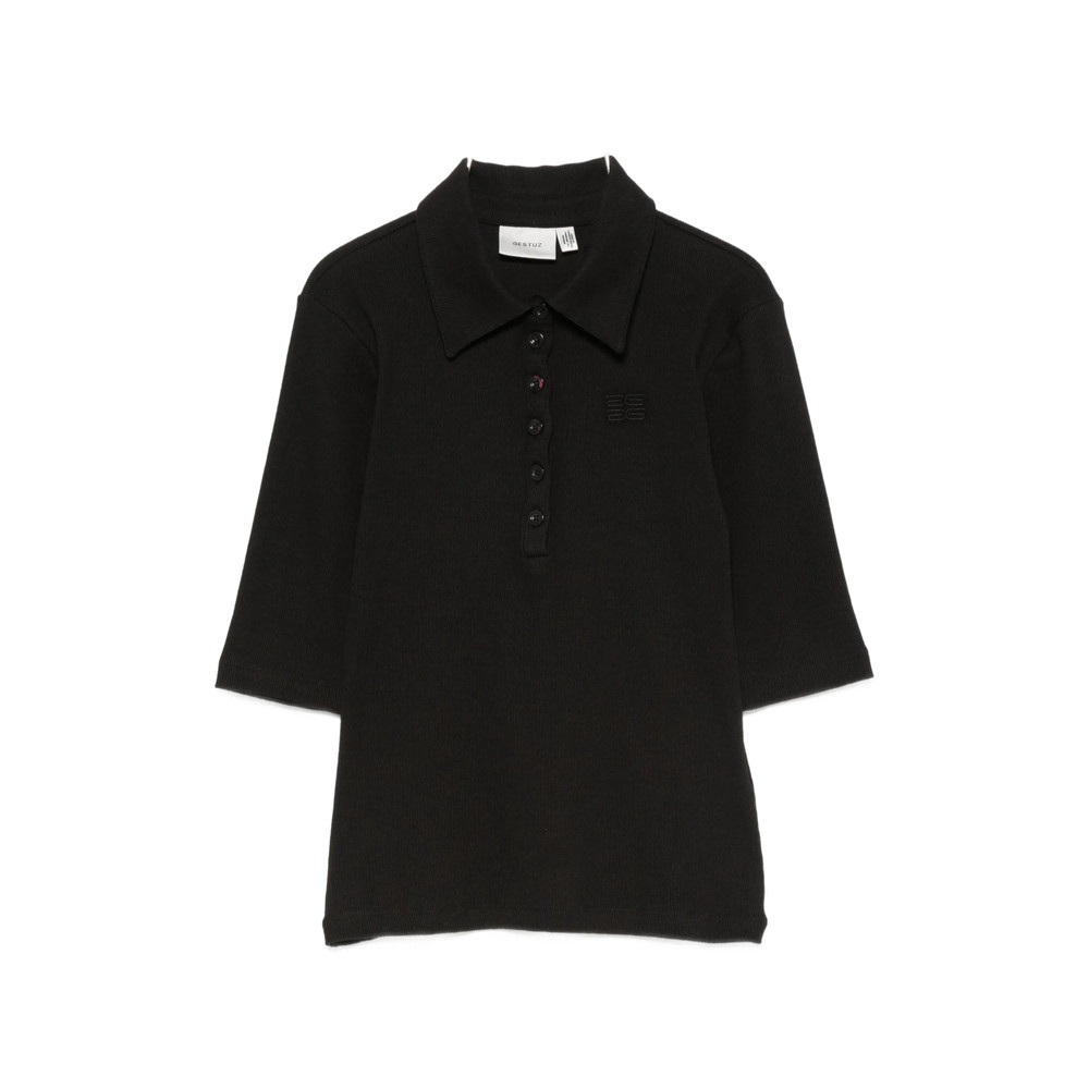 Gestuz Drew Ribbed-knit Polo Shirt