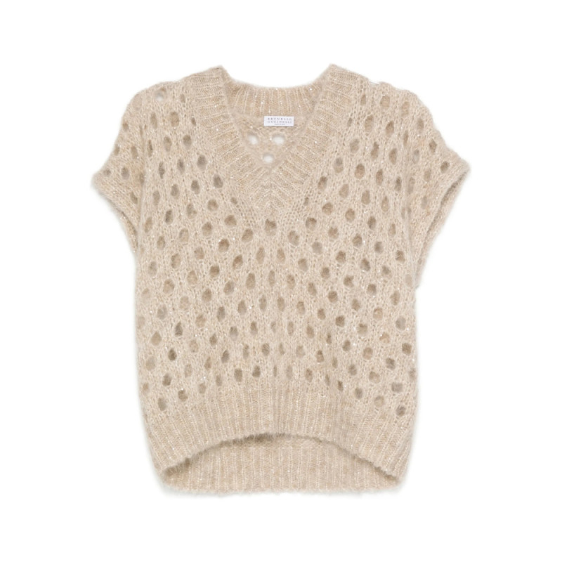 Brunello Cucinelli V-neck Open-knit Vest
