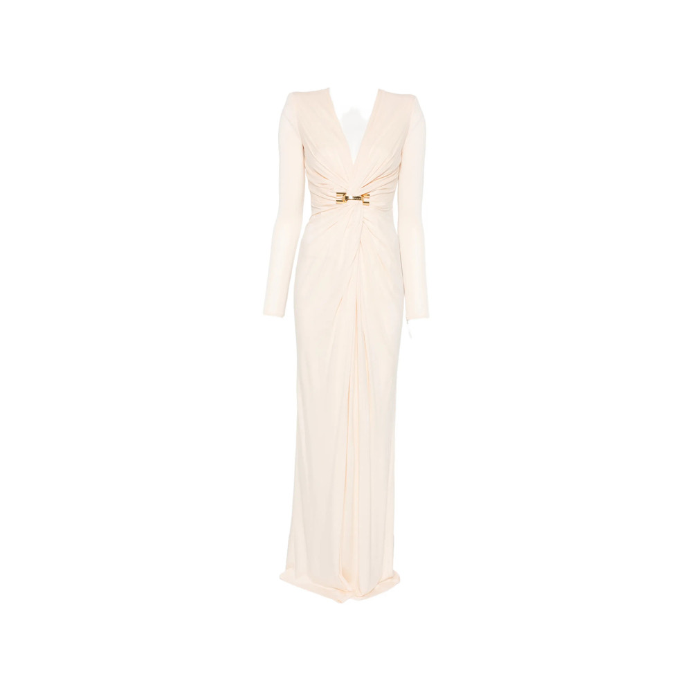 Elisabetta Franchi Long-sleeve V-neck Maxi Dress