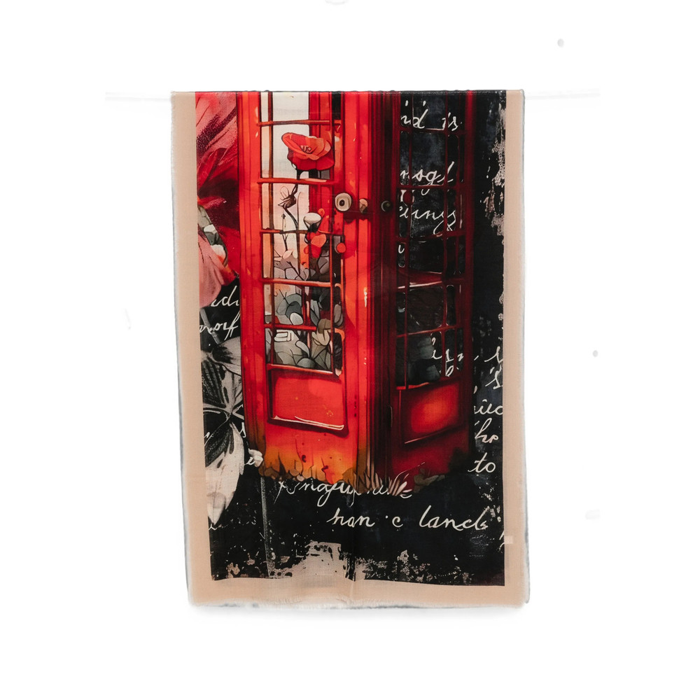 D'aniello Phone-box Print Frayed-edge Scarf