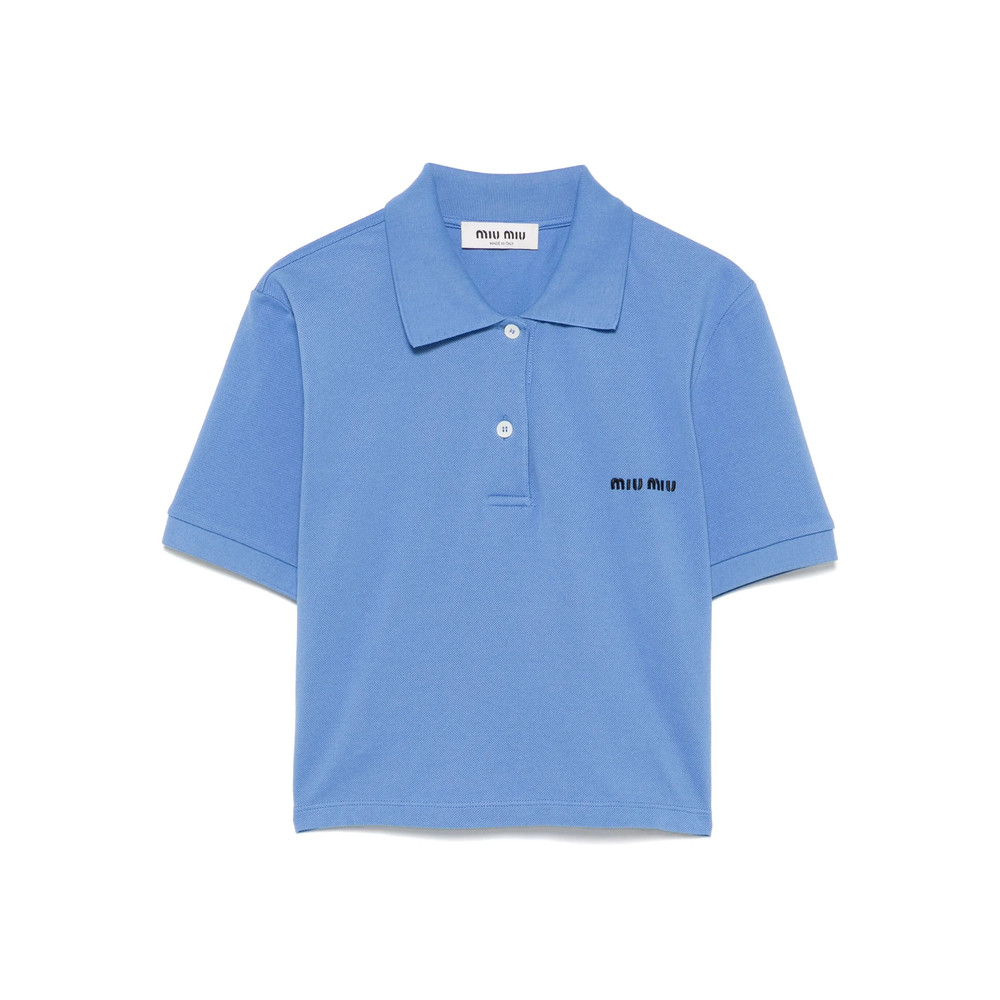 Miu Miu Logo-print Cropped Polo Top