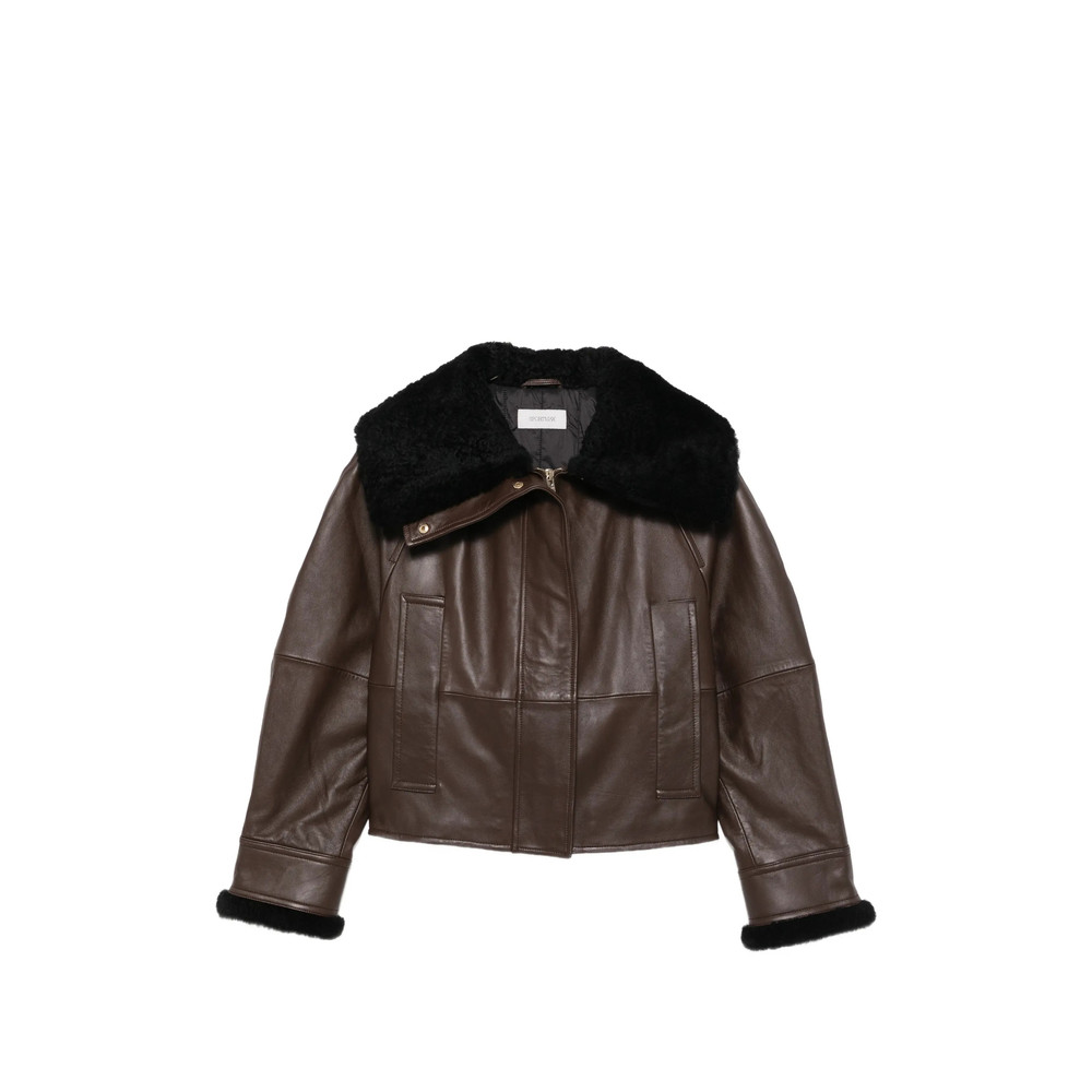 Sportmax Shearling-trim Leather Jacket
