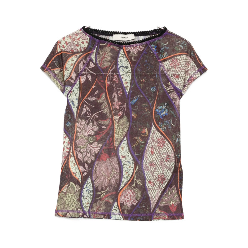 Siedres Floral-pattern Mesh Top