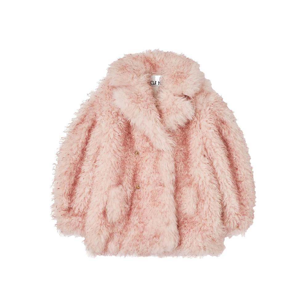 Ganni Teddy-textured Double-breasted Coat