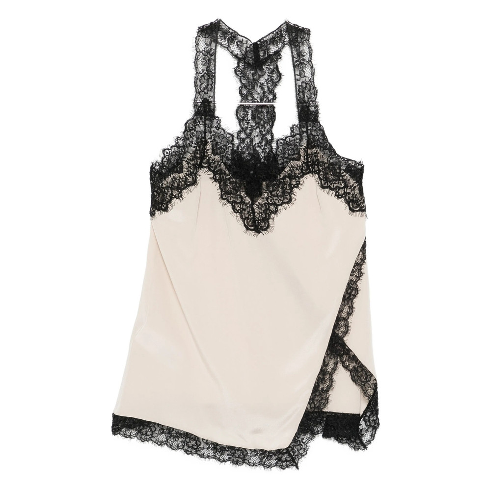 Pinko Lace-trim Silk Top