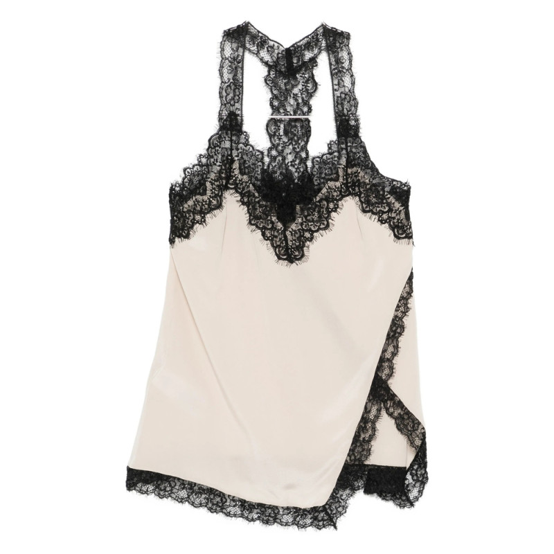 Pinko Lace-trim Silk Top