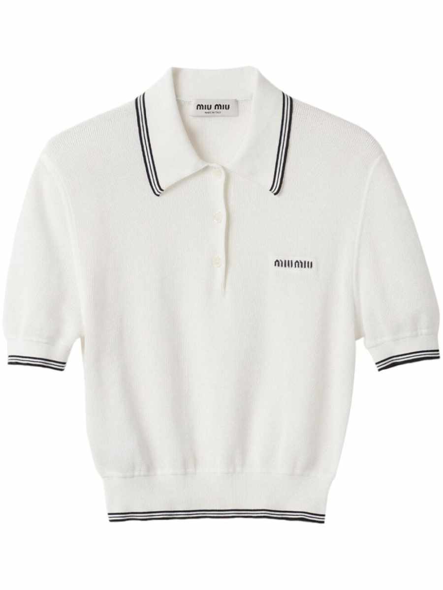 stripe-detail knit polo shirt