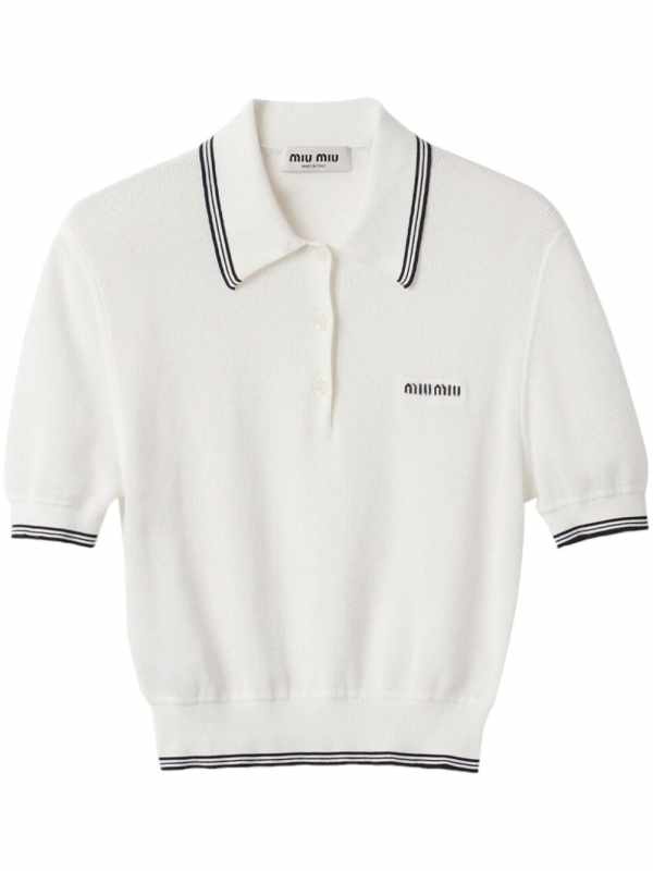 stripe-detail knit polo shirt