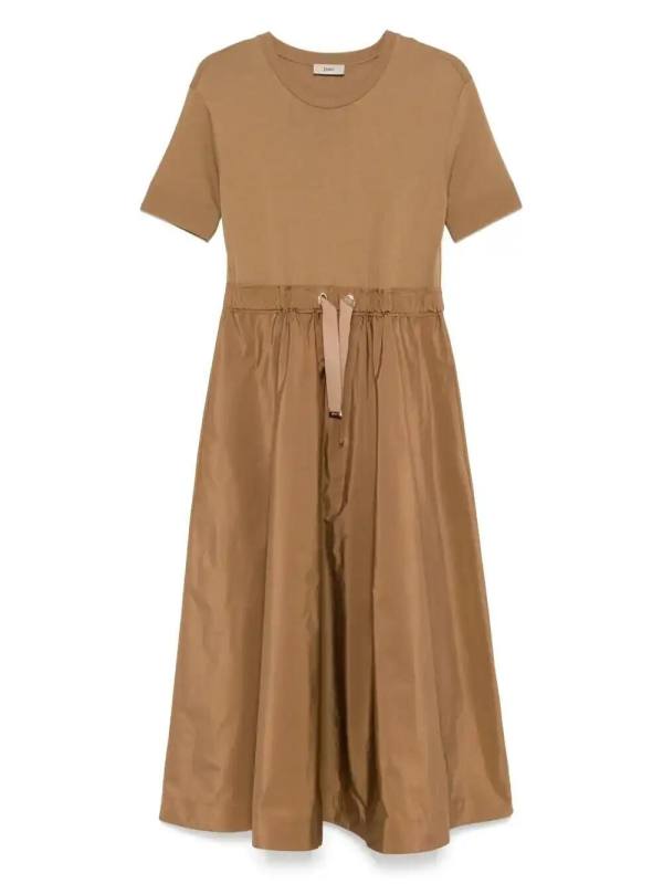 drawstring-waist midi dress