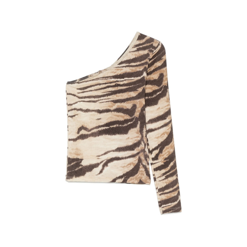 Baserange Tiger-print One-shoulder Blouse