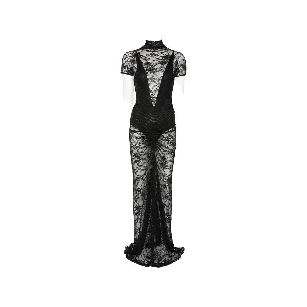 The Andamane Palma Lace-overlay Ruched-detail Maxi Dress