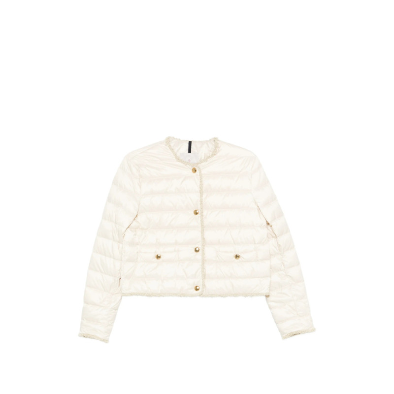 Moncler Fleurs Bouclé-trimmed Puffer Jacket