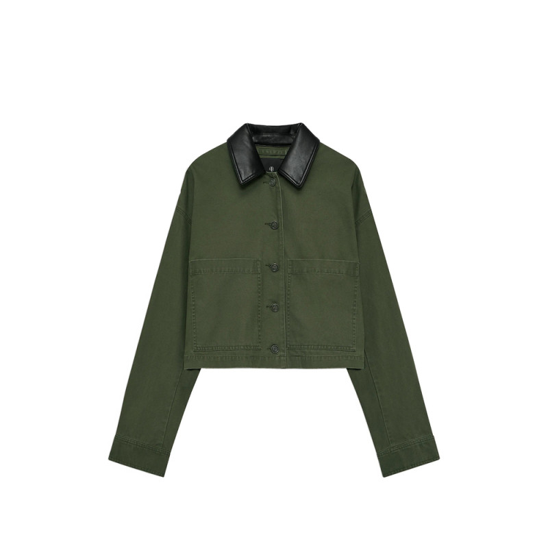 Anine Bing Yuma Contrast-collar Cropped Jacket