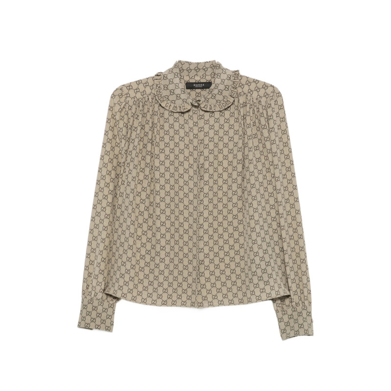 Gucci GG Supreme Ruffled Shirt