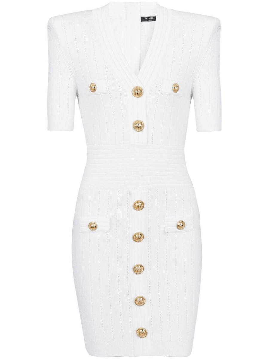knitted button-embellished minidress
