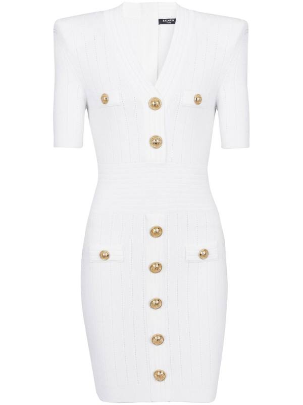 knitted button-embellished minidress