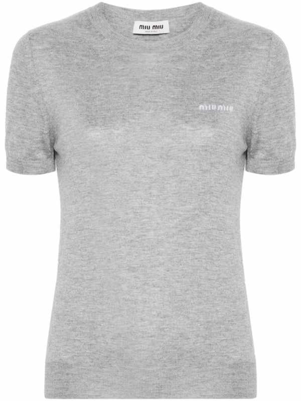 logo-jacquard fine-ribbed top