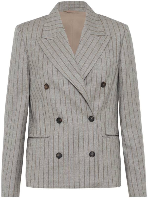 pinstripe double-breasted blazer