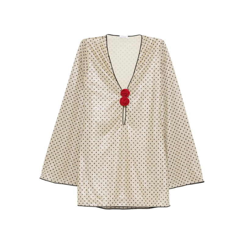 Oséree Polka-dot Rose-detail Beachwear