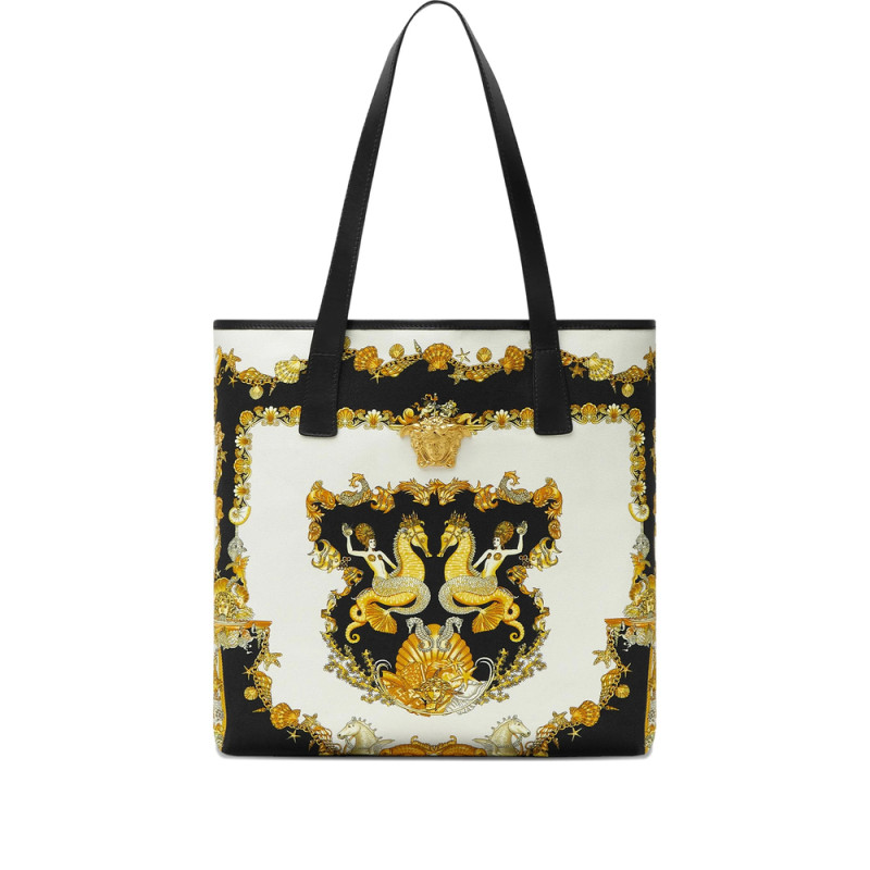 Versace Coral Theatre La Medusa Canvas Tote Bag
