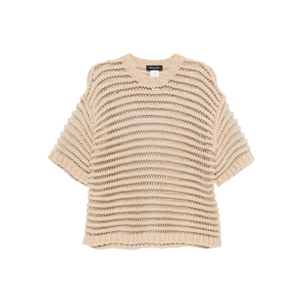 Fabiana Filippi Open-knit Short-sleeve Top