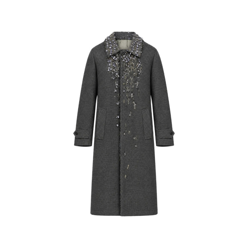 Prada Single-breasted Mouliné Prince Of Wales Check And Embroidered Twill Coat