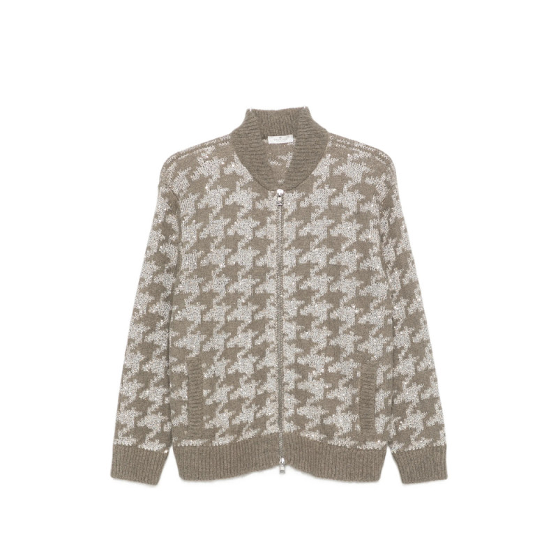 Panicale Houndstooth-pattern Sequin-embellished Cardigan