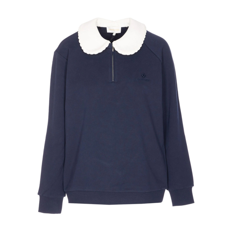 Shushu/tong Doll Collar Embroidered Sweatshirt