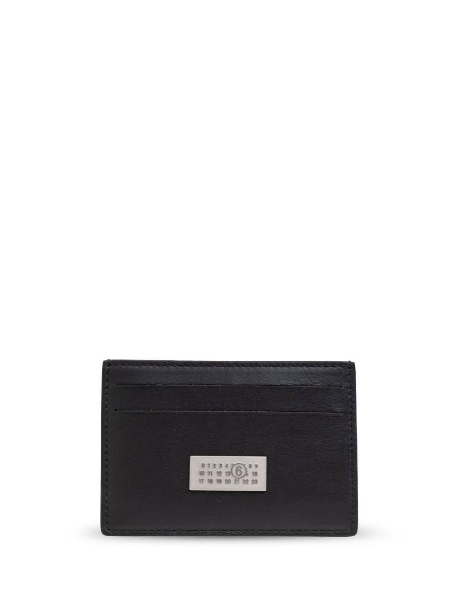 signature numbers motif leather cardholder