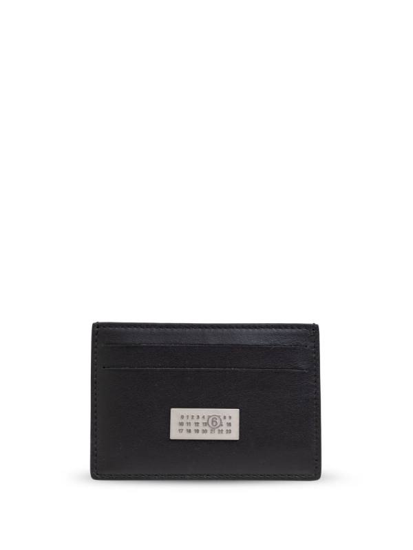 signature numbers motif leather cardholder