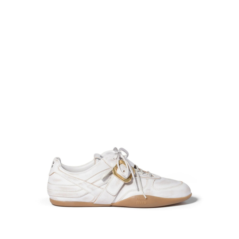 Miu Miu Gymnasium Leather Sneakers With Strap And Buckle