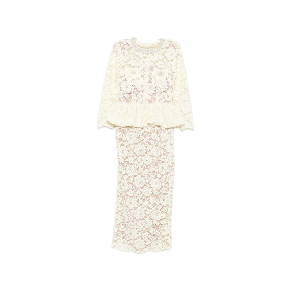 Self-portrait Peplum Floral-lace Dress