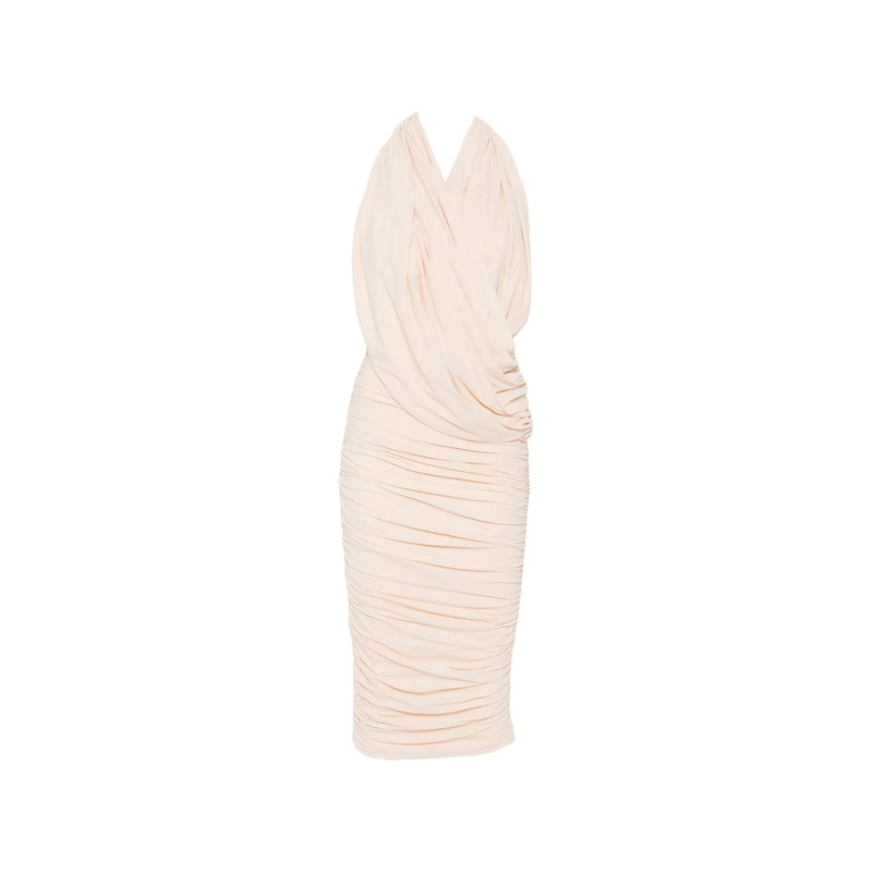 Amazuin Manoon Ruched Halterneck Midi Dress