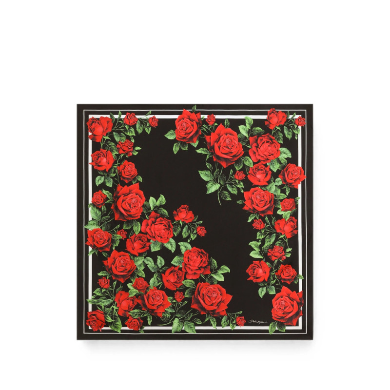 Dolce & Gabbana 90x90 Rose-print Silk Twill Scarf