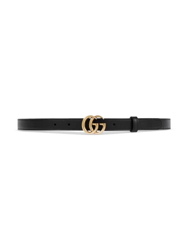 Double G-buckle leather belt