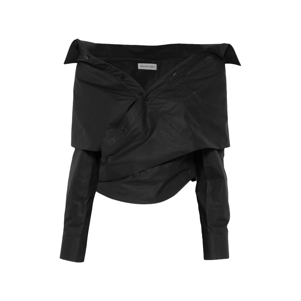 Balenciaga Off-shoulder Wrap-style Blouse