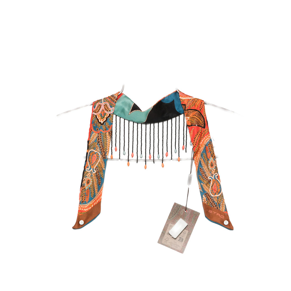 Etro Paisley-pattern Beaded-fringe Neckerchief